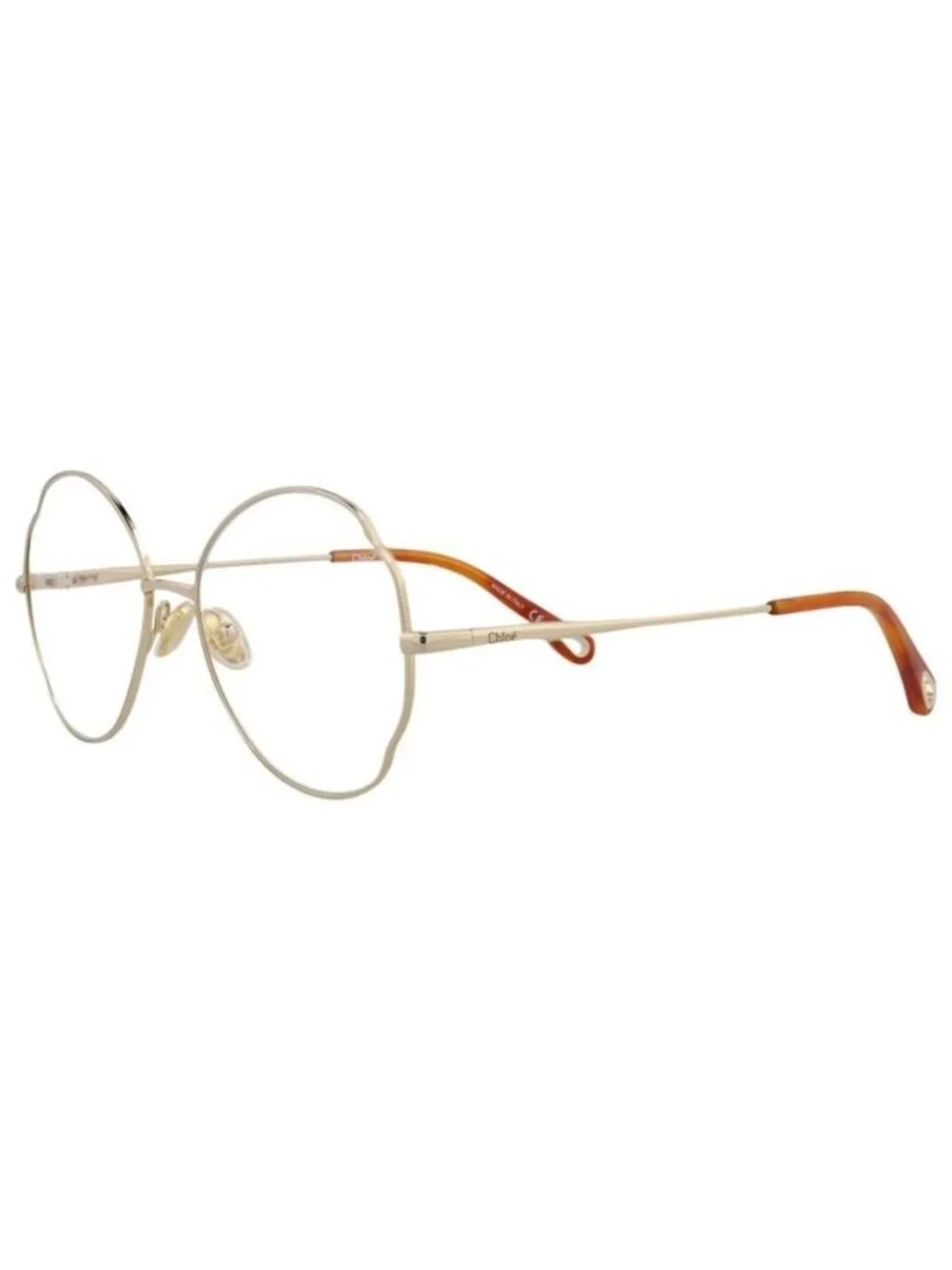 New Chloé Womens Round/Oval Gold Gold Transparent Fashion Designer Eyeglasses